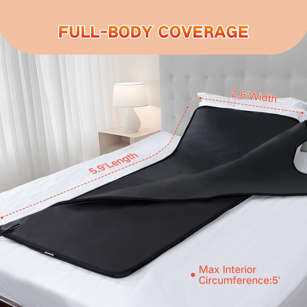 RRGFB Infrared Sauna Blanket for Home, Low EMF Carbon Crystal Heating, Portable Dry Sauna Bag for Relaxation, Detoxification, 5.9ft×2.6ft, Sleeveless