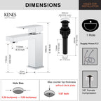 KENES Chrome Bathroom Faucet Single Handle Bathroom Sink Faucet Lavatory Vanity Faucet with Pop Up Drain & Water Supply Lines LJ-9031-5
