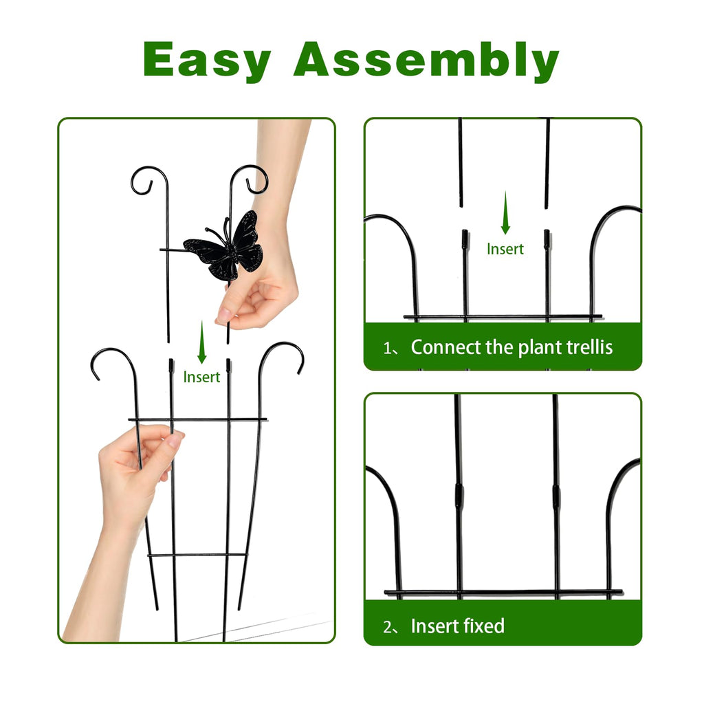 CHOUYUHE 23 Inch Plant Trellis for Potted Plants, Sturdy Metal Houseplant Trellis for Climbing Plants Indoor Outdoor, Rust-Resistant Plant Support for Monstera Pothos Ivy, 4 Pack (4, 23inch)