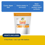 FROG Algae Gone - Dry Formula Algaecide Removes Green and Yellow Algae for In-Ground & Above-Ground Pools up to 30,000 Gallons - Chemical Pool Maintenance & Treatment - 3 Pods
