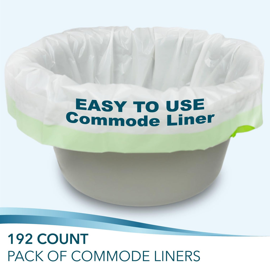 TidyCare Disposable Bedside Commode Liners for Adult Portable Toilet Chair Seat Bucket and Bedpan | Value Pack of 192 Waste Bags | Universal Fit Liners for Home Medical Care