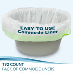 TidyCare Disposable Bedside Commode Liners for Adult Portable Toilet Chair Seat Bucket and Bedpan | Value Pack of 192 Waste Bags | Universal Fit Liners for Home Medical Care