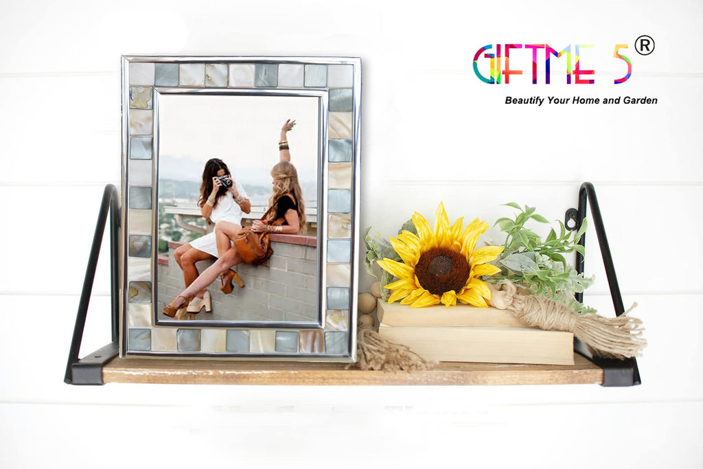 GIFTME 5 Mother of Pearl Picture Frame 5x7, Grey+White, 1pc