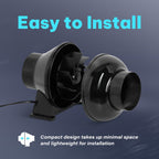 Simple Deluxe 4 Inch 195 CFM Inline Duct Ventilation Fan, Exhaust Fan HVAC Vent Blower for Hydroponics Grow Tent, Basements, Kitchens, Attic, Greenhouses, Black