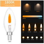 HEWA-Tech E12 Base (Miniature Screw) C35 Flame Tip Flicker Bulbs - Crystal Clear Candle Light with Orange Glow Effect for Halloween， E12 Non-Dimmable Chandelier Replacement Bulbs, 6-Pack