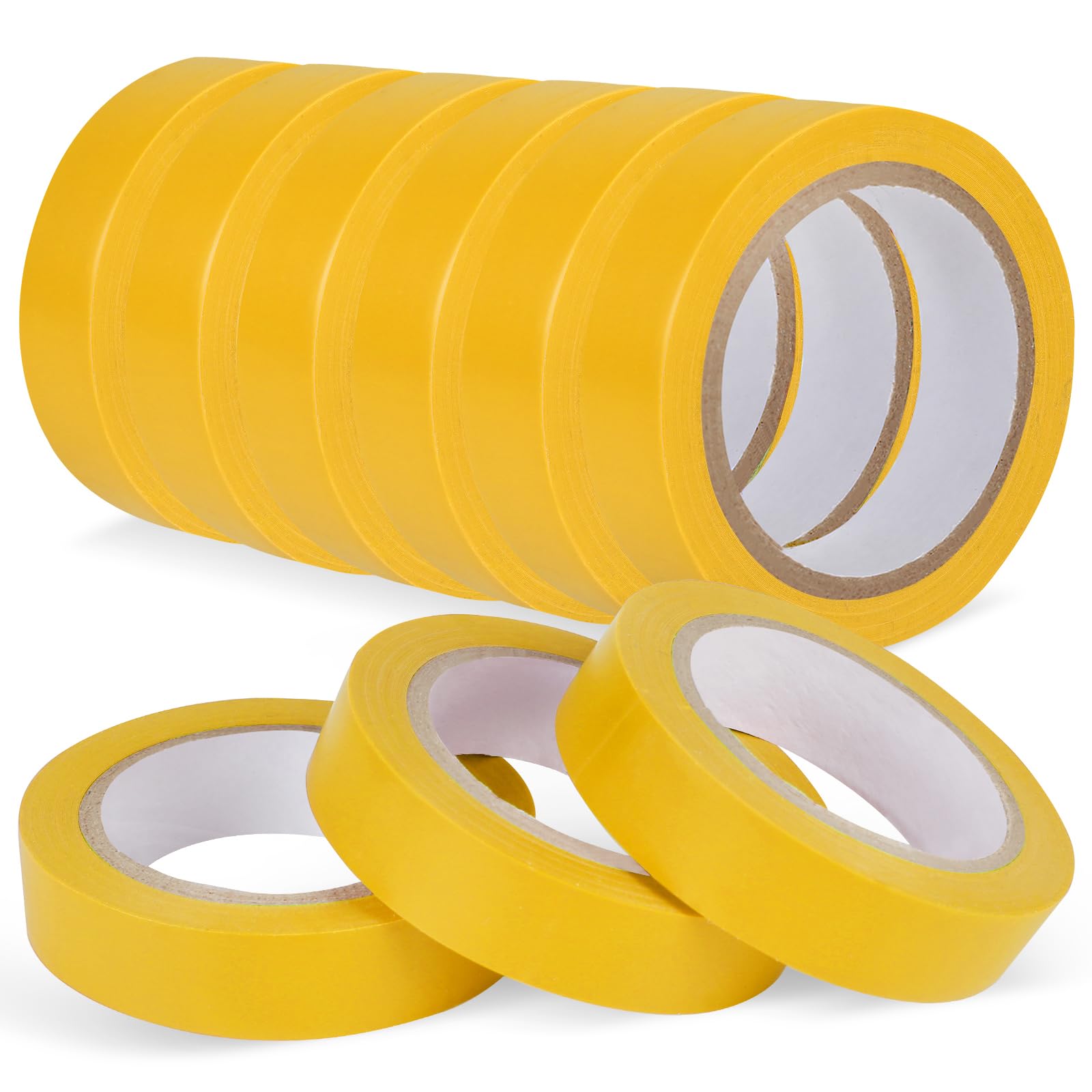 Romeda 9 Pack Electrical Tapes, Electrical Tape Water, Sun, and Oil Resistant, Electrical Tape is Suitable for Most Domestic, Commercial, and Industrial environments - Yellow