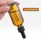 4 Pack 1 oz Glass Dropper Bottles with Measured Dropper - 30ml Dark Amber Tincture Bottles with Graduated Calibrated Glass Eye Droppers (1ml) for Essential Oils, Liquids - Leakproof Travel Bottles