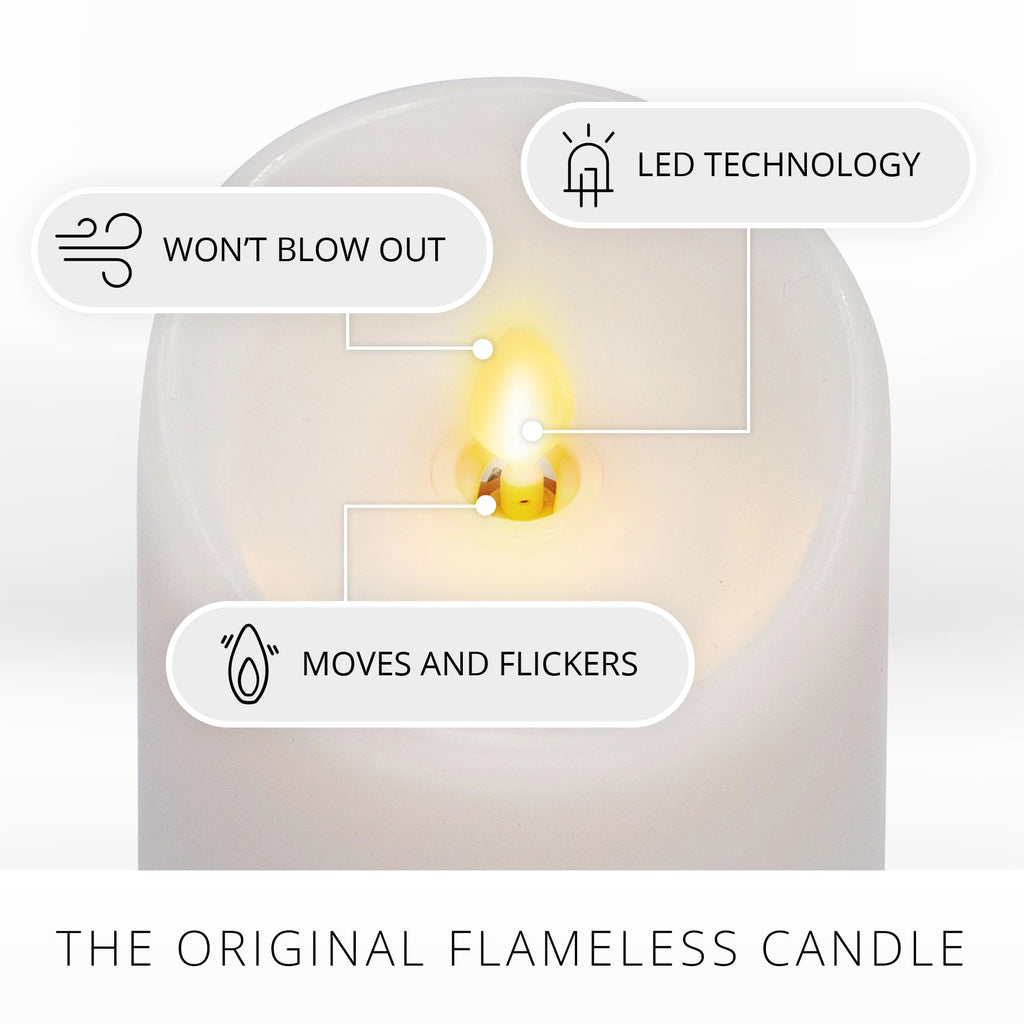 Luminara - Flameless LED Battery Operated Flickering Pillar Candles - White - Pack of 1-3x4.5 - Realistic Moving Flame Real Wax Indoor/Outdoor Decor