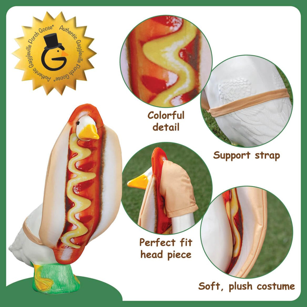 Gaggleville Hot Dog Goose Outfit, Fits Large 23" H Statue, by Fox Valley