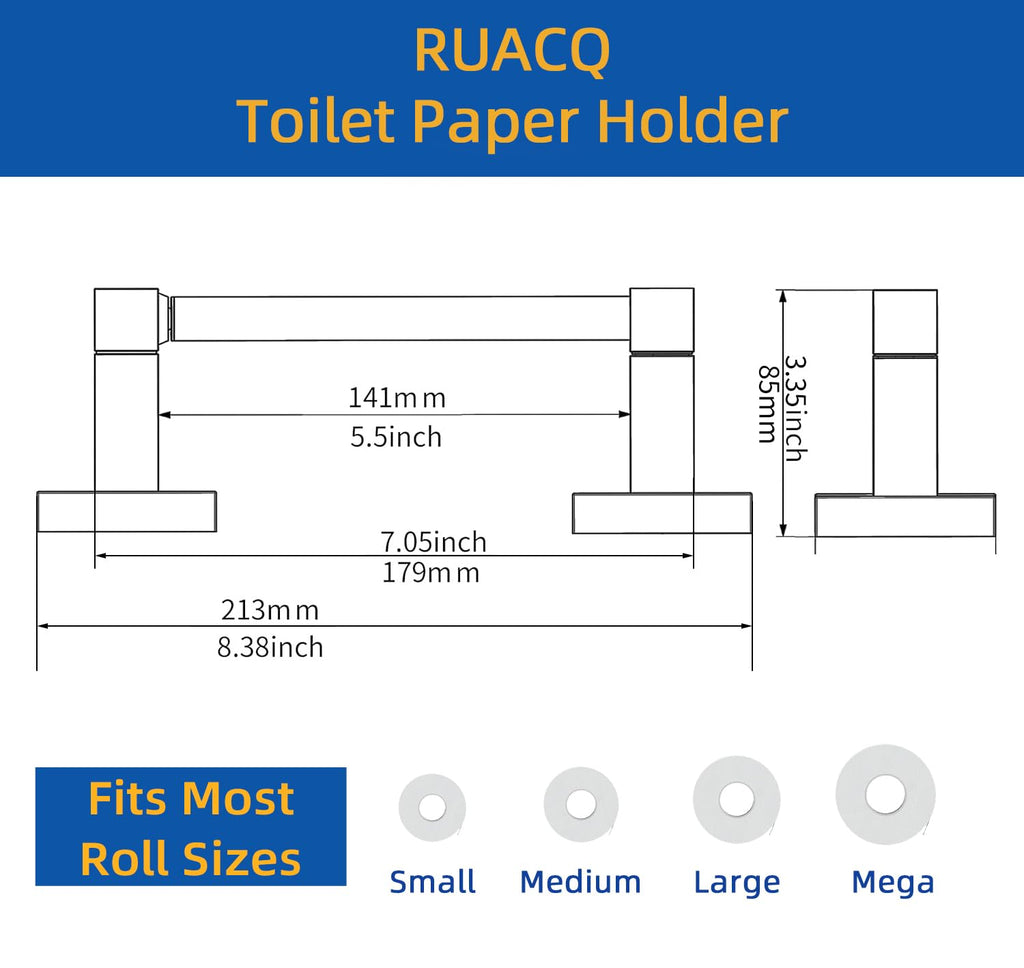 Ruacq Toilet Paper Holder Brushed Nickel 2 Pack Double Post Pivoting Square Tissue Holders Roll Holder Hangers Toilet Paper Stand Stainless Steel and Zinc Alloy Modern Wall Mounted