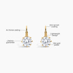 Electric Picks Bentley Earrings for Women, 14k Gold Plated 7mm Crystal Drop Earrings, Minimalist Everyday Sparkle Jewelry, Hypoallergenic Diamond-Look Gift