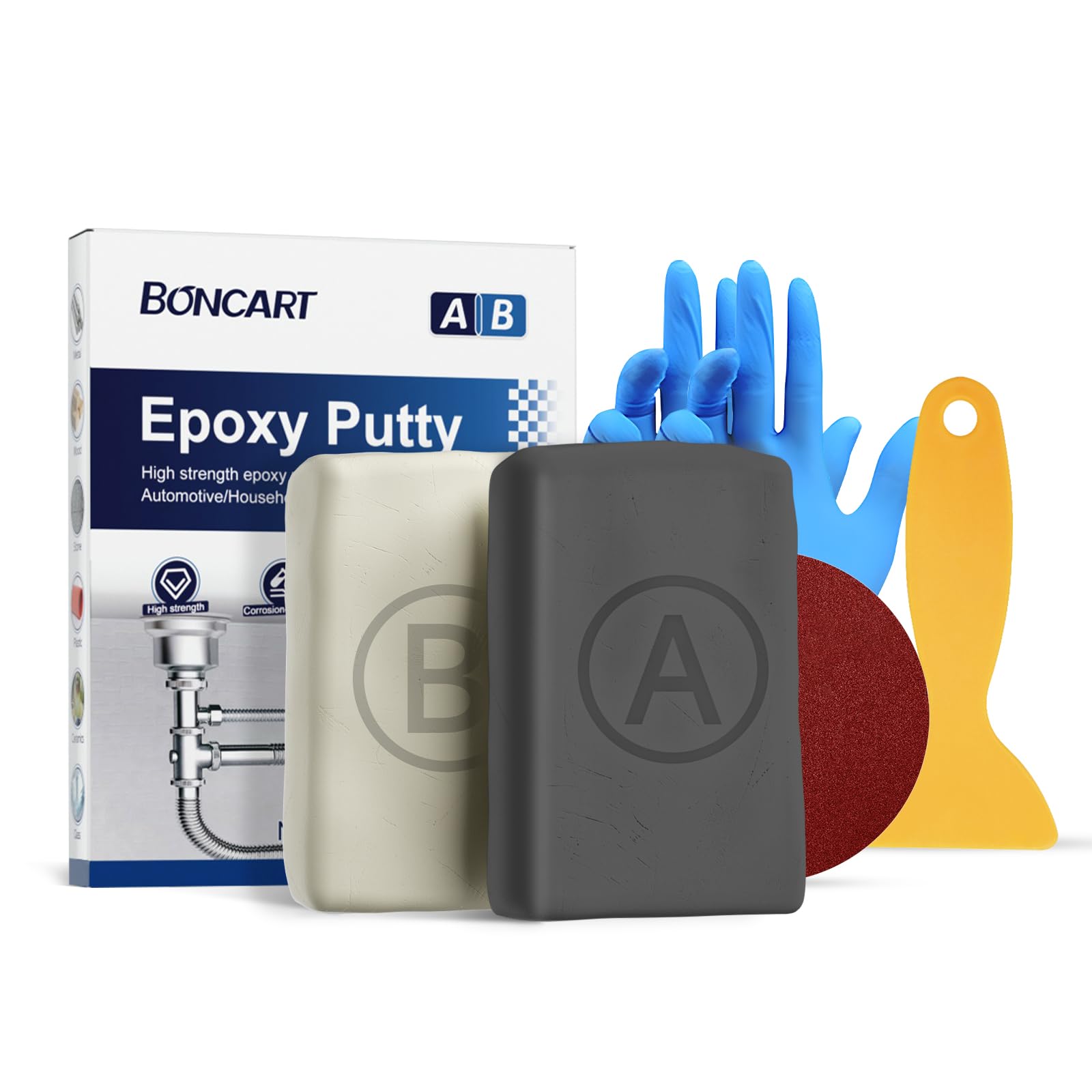 Boncart High Strength AB Epoxy Putty, 200g Steel Reinforced Repair Filler