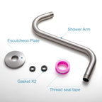 OFFO Shower Head Extension Arm 10 in, Brushed Nickel S Shaped Shower Arm with Flange High Rise Goose Neck Shower Arm Extension
