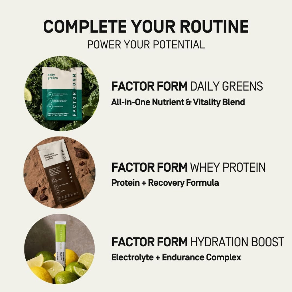 FACTOR FORM Daily Greens Superfood Powder | 5 Functional Blends for Gut Health, Energy & Immunity | Prebiotics, Probiotics, Adaptogens, B Vitamins (7 Servings, Individual Packets)
