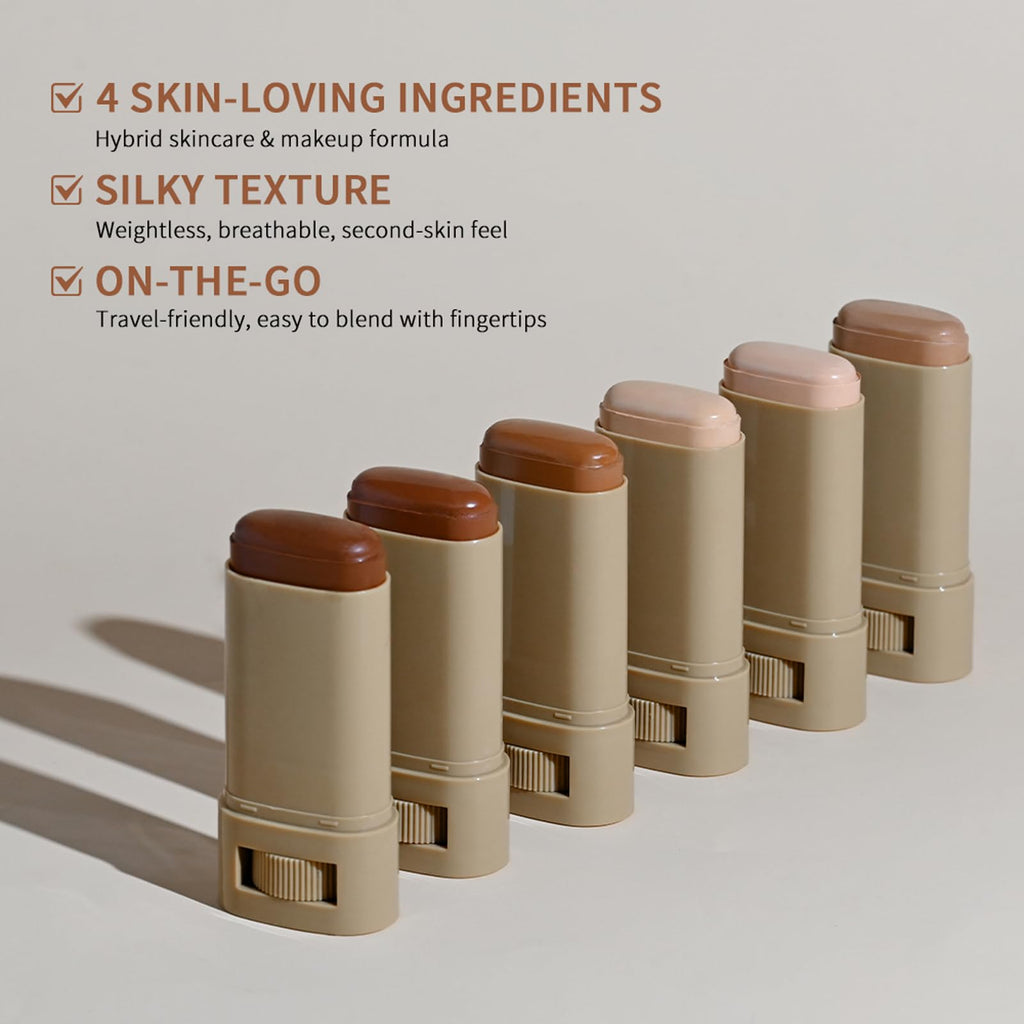 Beauty Balm Serum Enriched Skin Tint Stick – Face Tint Balm Foundation with Serum Benefits, Buildable Hydrating Coverage, Moisturizing Concealer Stick for Glowing Skin & Flawless Finish (3#, 1)
