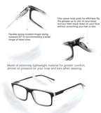 Missfive 2-Pack Mens Light Multifocus Progressive Reading Glasses Blue Light Blocking, Multifocal Spring Hinge No-Line Trifocal Readers Black Eyeglasses(Workspace For Near Range, +2.5)