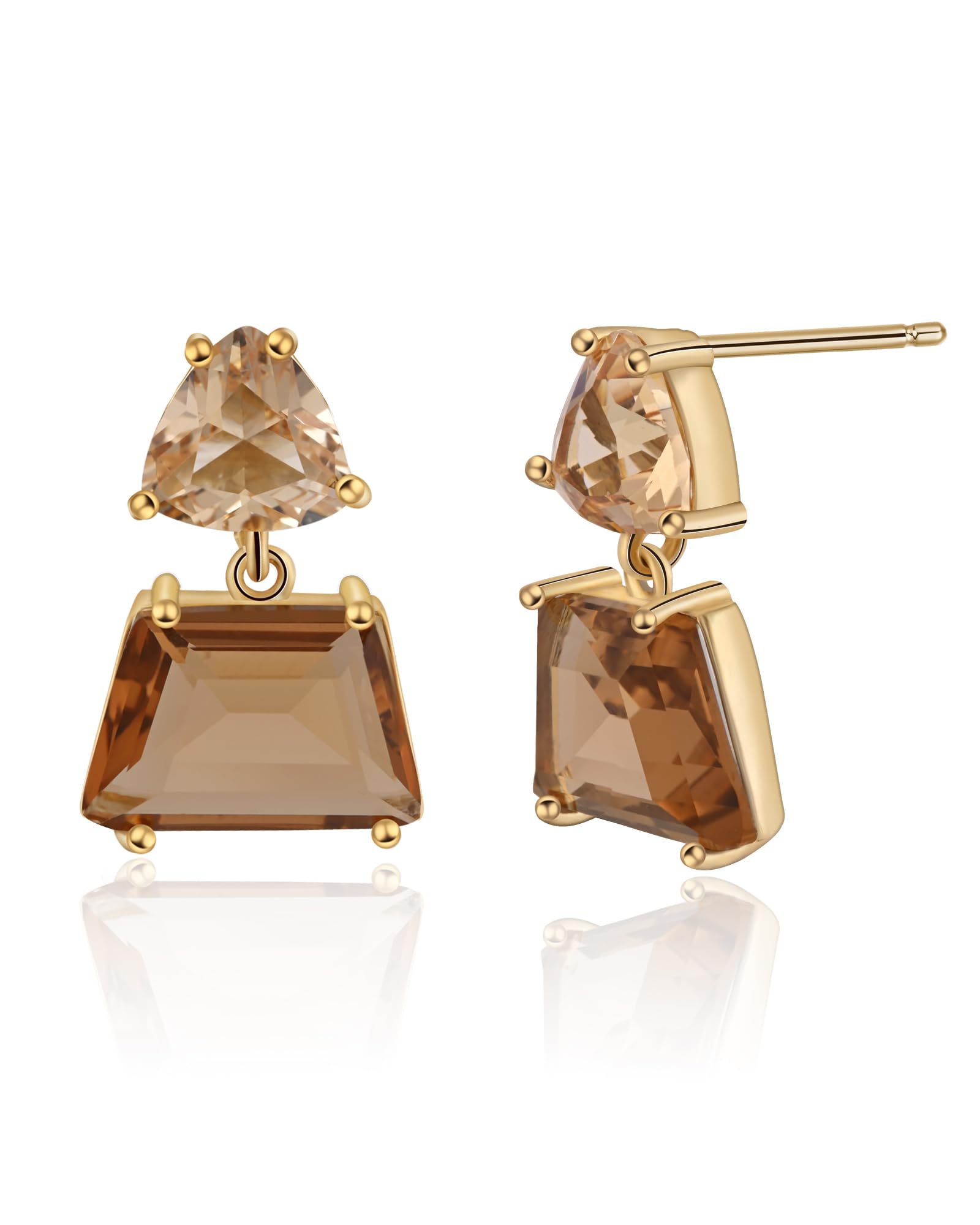 Elaximn Large Hypoallergenic Brown Crystal Dangle Earrings for Women