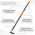 AgroPro Hoe Garden Tool, Heavy Duty Garden Hoe for Weeding, Metal Garden Hoe with Long Handle, 58 Inches