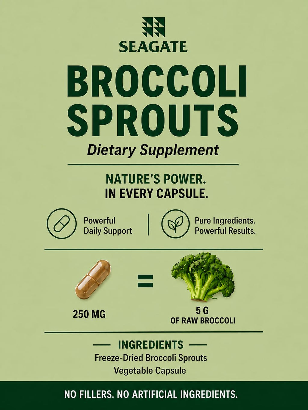 Seagate Products Broccoli Sprouts 250 mg 50 Capsules