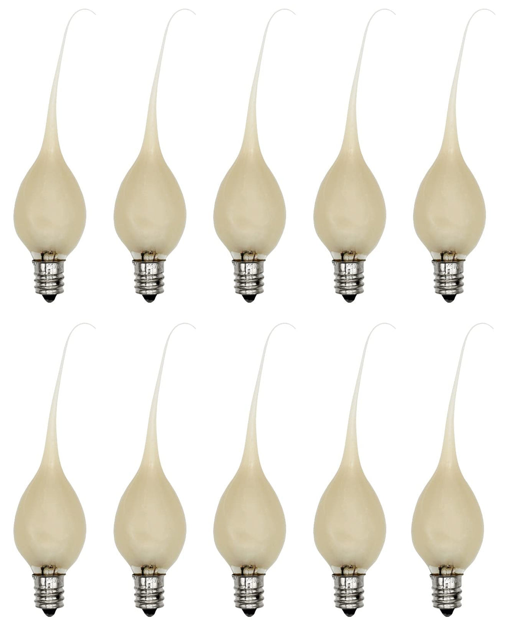 Creative Hobbies® Country Style Incandescent Silicone Dipped Candle Light Bulbs (Pkg of 10 Bulbs) ~ 5 Watt Pearlized Silicone, Gold Glow