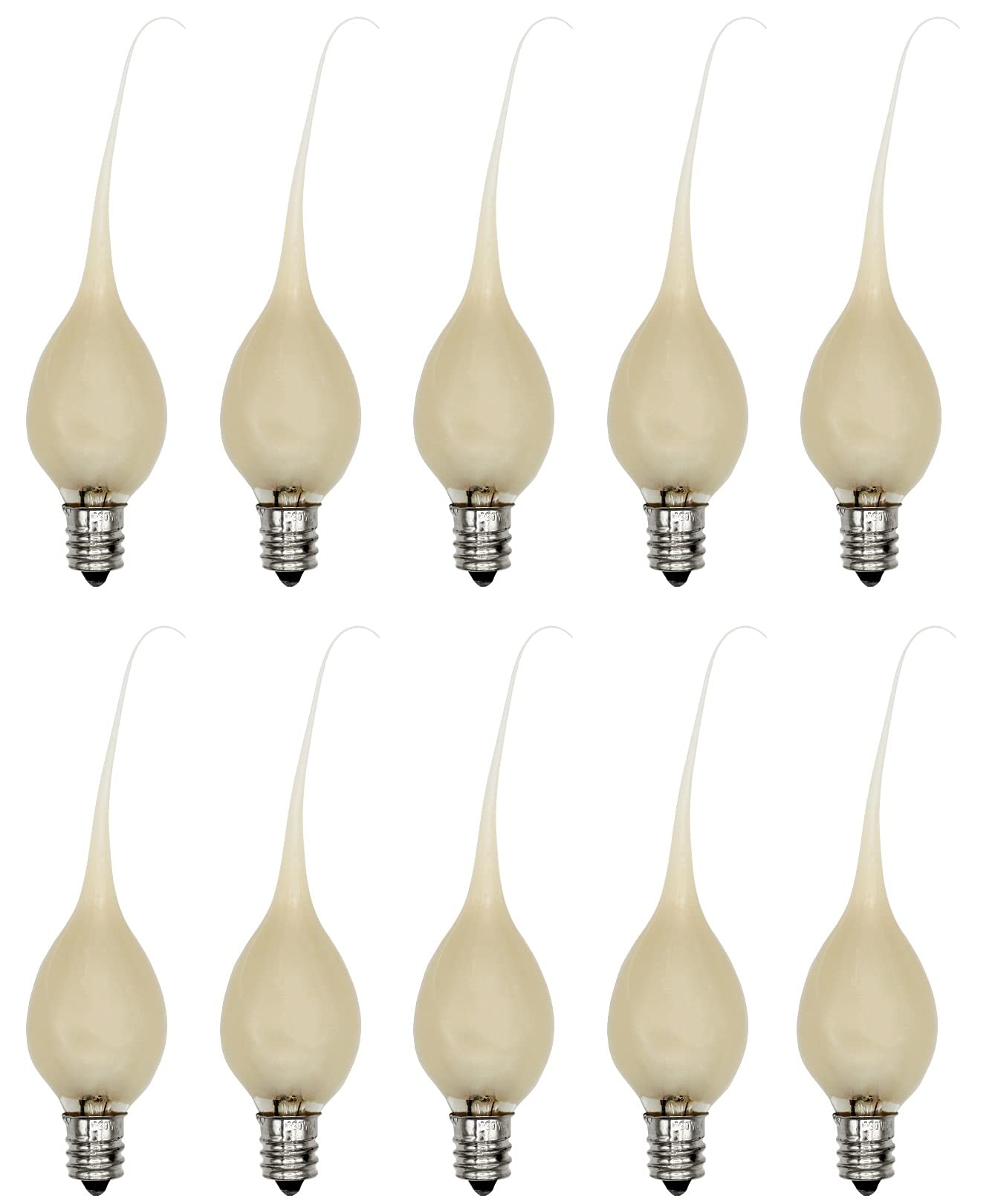 Creative Hobbies® Country Style Incandescent Silicone Dipped Candle Light Bulbs (Pkg of 10 Bulbs) ~ 5 Watt Pearlized Silicone, Gold Glow