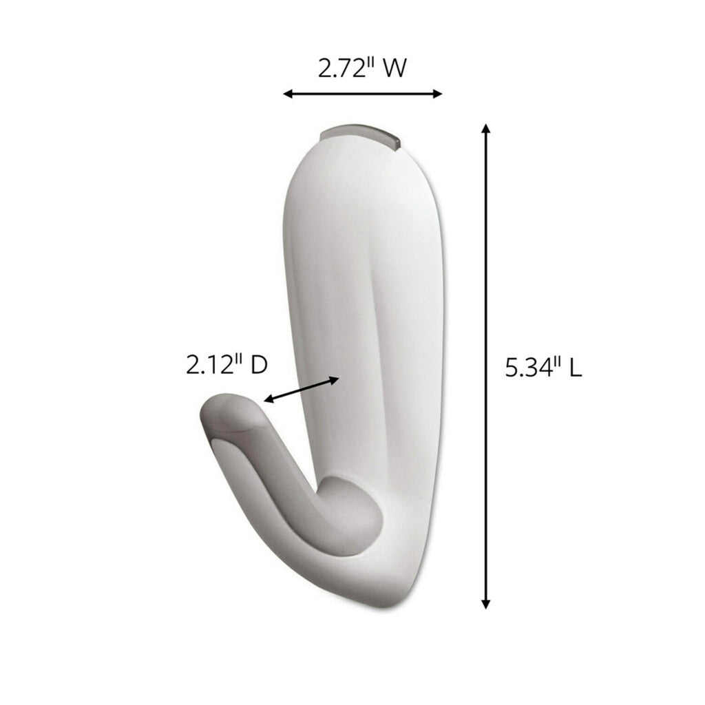 Command Large White Bath Hooks, 1 Hook, 2 Strips