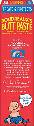 Boudreaux’s Butt Paste Maximum Strength Diaper Rash Cream, 4 Oz, Pack of 3