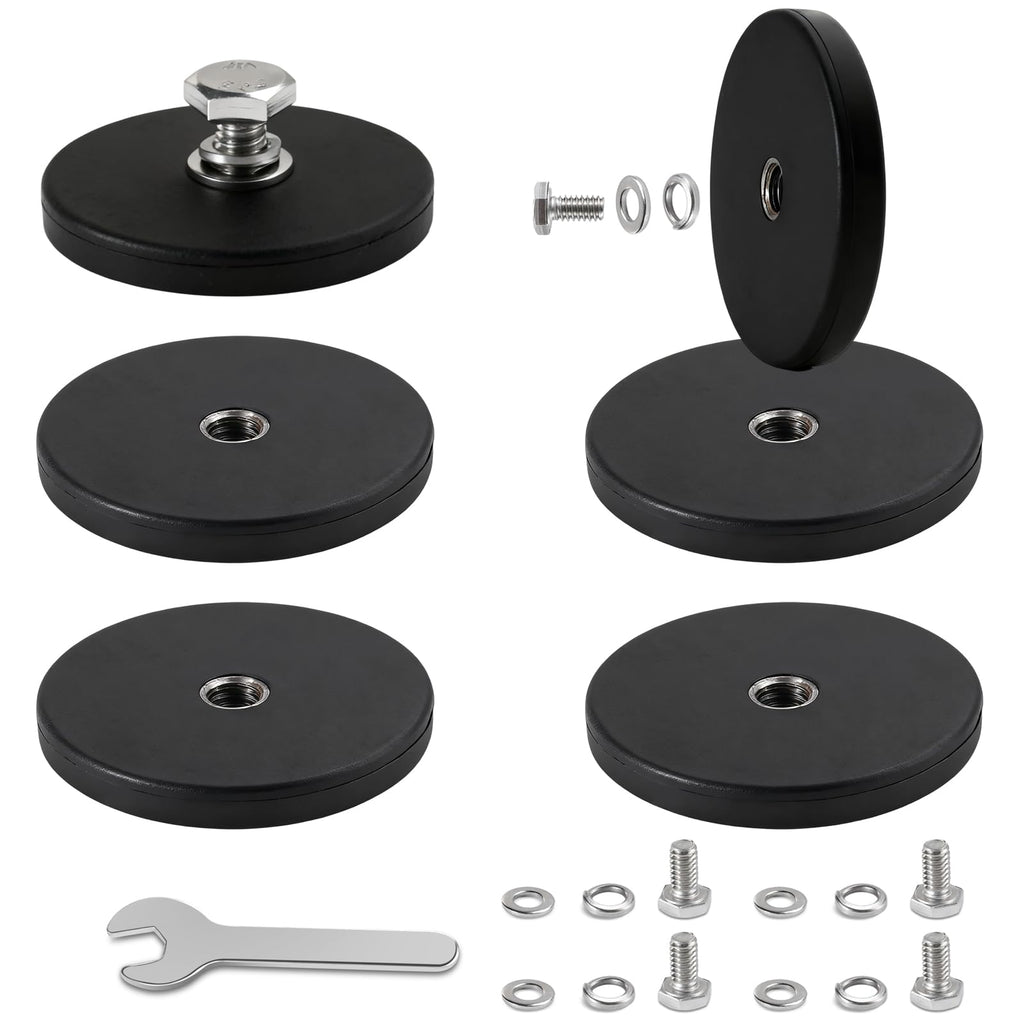 DIYMAG 1/4 inch Rubber Coated Anti-Scratch Mounting Magnet for Camera, Adhesive Power 30LBS 6Pcks Magnets Based with Strong Magnetic License Plate Hold The Base for Light Bar and Mirror