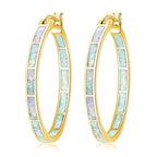 CiNily Big Gold Hoop Earrings Womens Opal Hoop Earrings 14K Gold Plated