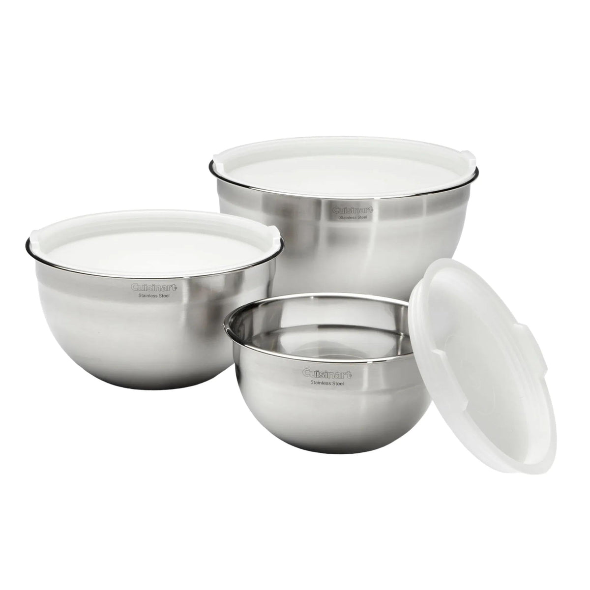Cuisinart 3-Piece Stainless Steel Mixing Bowl Set with Lids, CTG-00-SMB