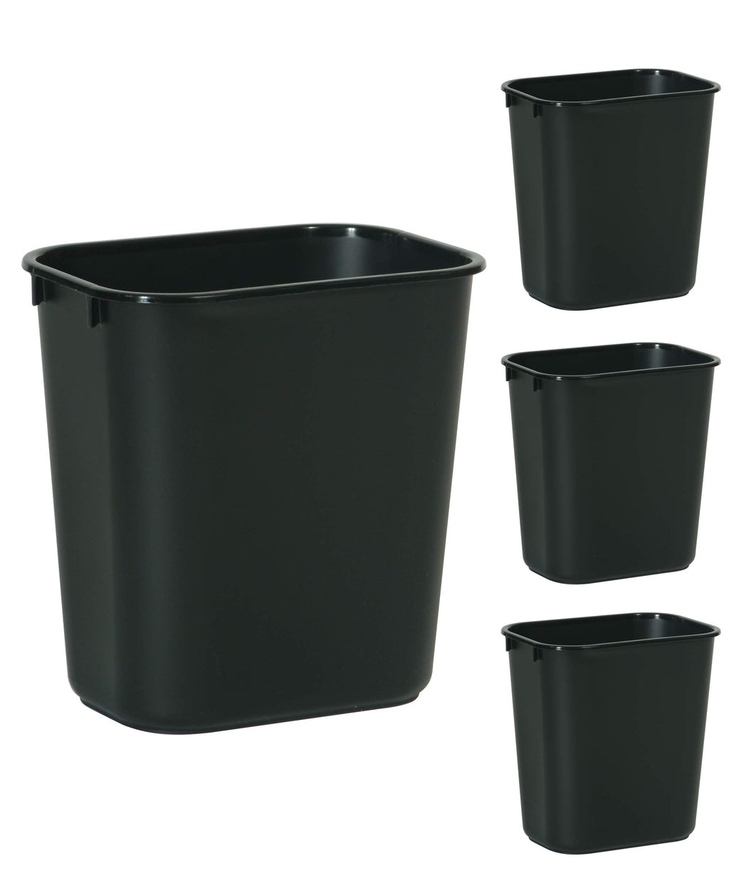 Rubbermaid Commercial Products Wastebasket Small 13QT/3.25 GAL, for Home/Office/Under Desk, Black (FG295500BLA), Pack of 4
