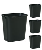 Rubbermaid Commercial Products Wastebasket Small 13QT/3.25 GAL, for Home/Office/Under Desk, Black (FG295500BLA), Pack of 4