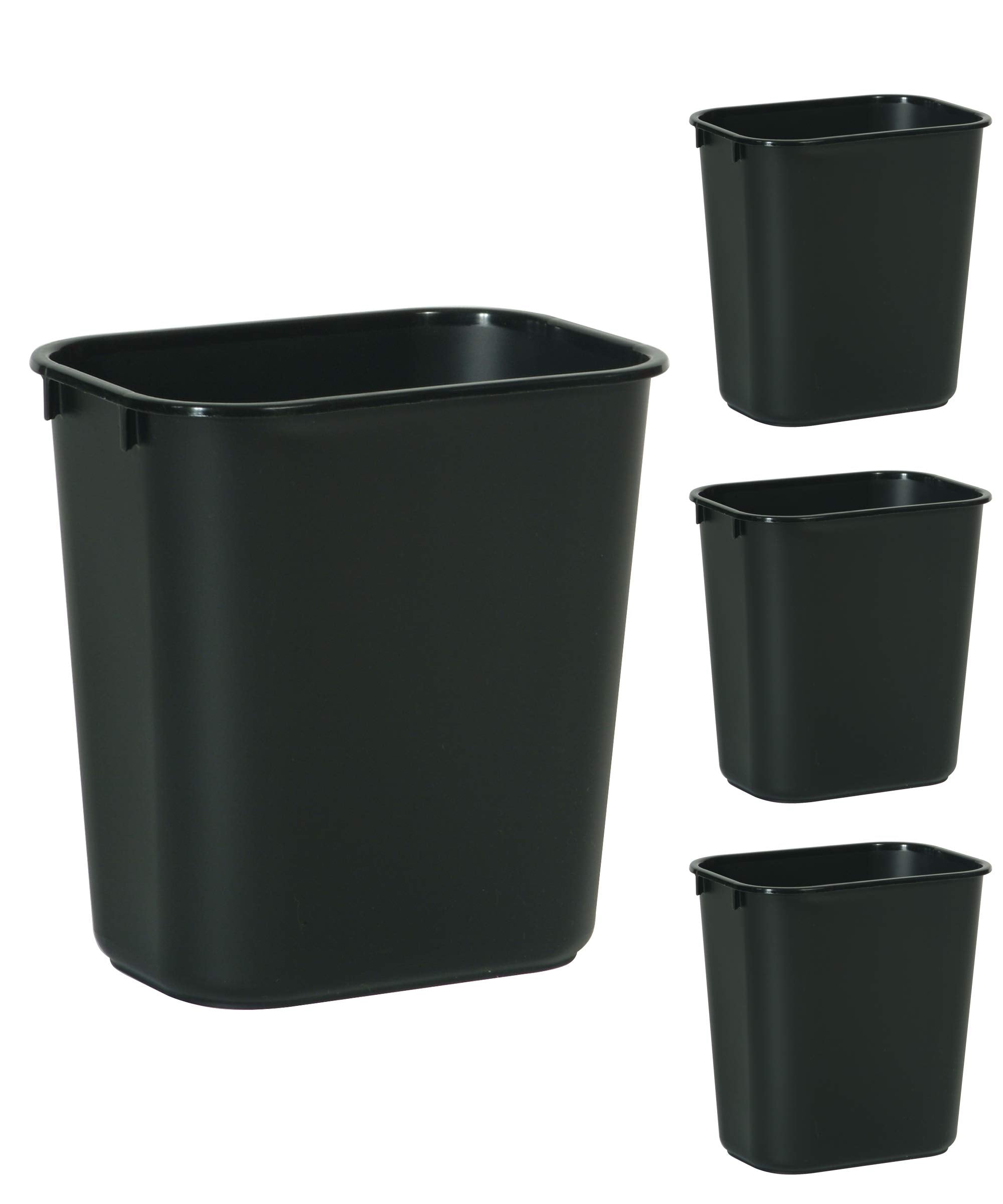 Rubbermaid Commercial Products Wastebasket Small 13QT/3.25 GAL, for Home/Office/Under Desk, Black (FG295500BLA), Pack of 4