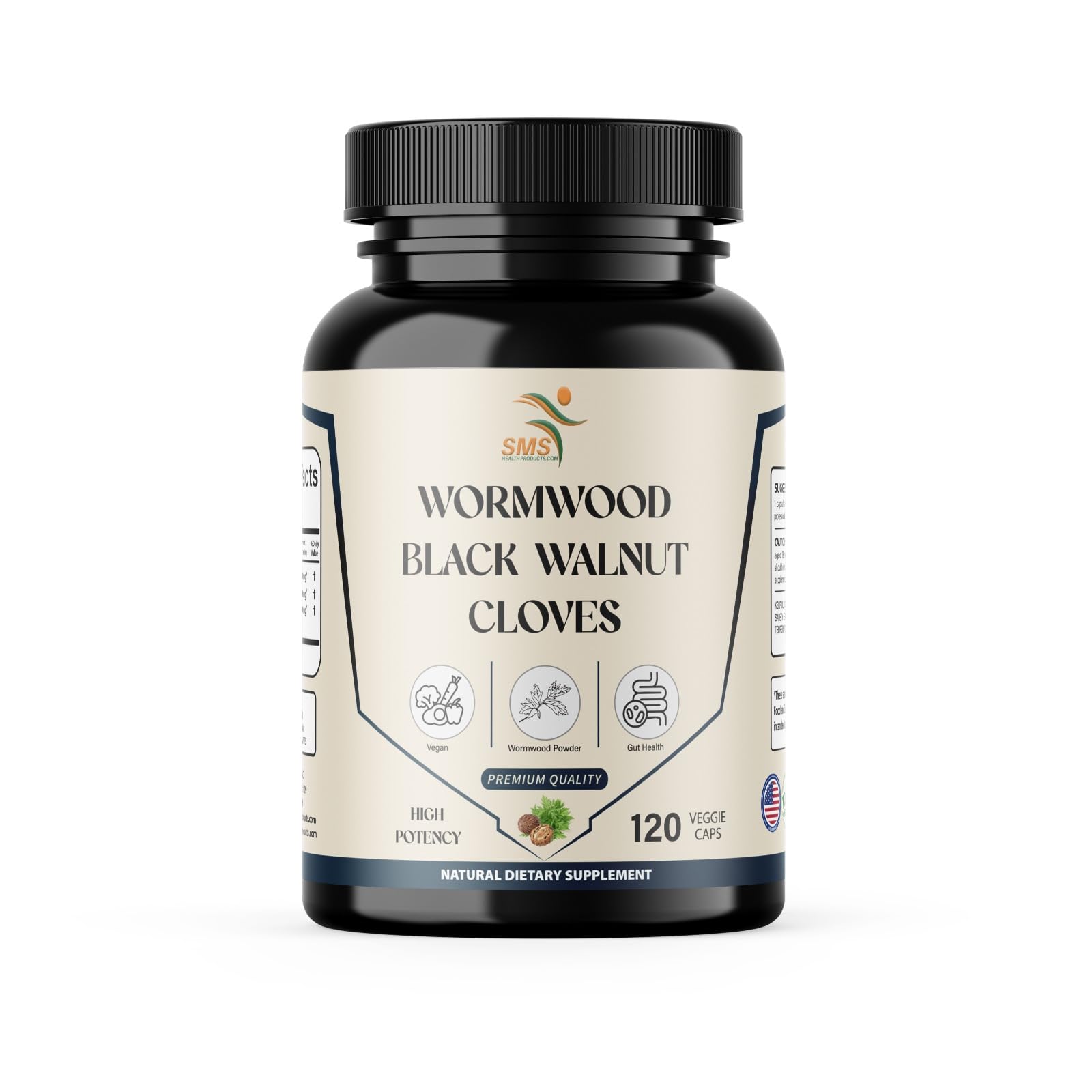 Wormwood Black Walnut Clove Capsules, No Fillers, Herbal Cleanse Supplement with Sweet Wormwood, Black Walnut & Cloves, 120 Veggie Capsules for Digestive Support & Overall Wellness