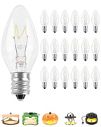 PACETAP 18Pack 7W C7 Night Light Replacement Bulbs with E12 Candelabra Base for Salt Lamps, Window Candles and Chandeliers, C7 Nightlight Bulb for Outdoor String Lights Warm White 2200k