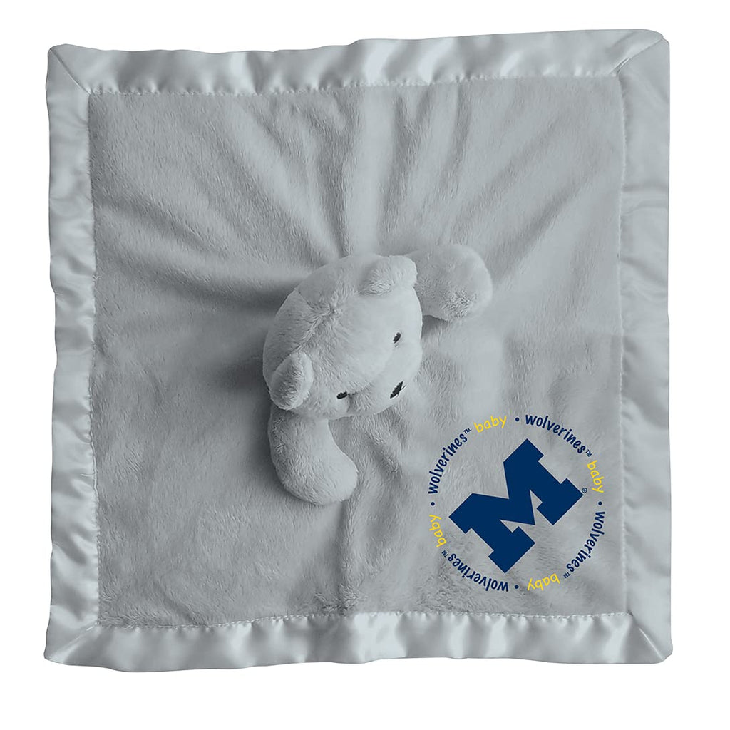 Baby Fanatic Toddler Security Bear Blanket, Michigan Wolverines, Plush Stuffed Animal, Gray