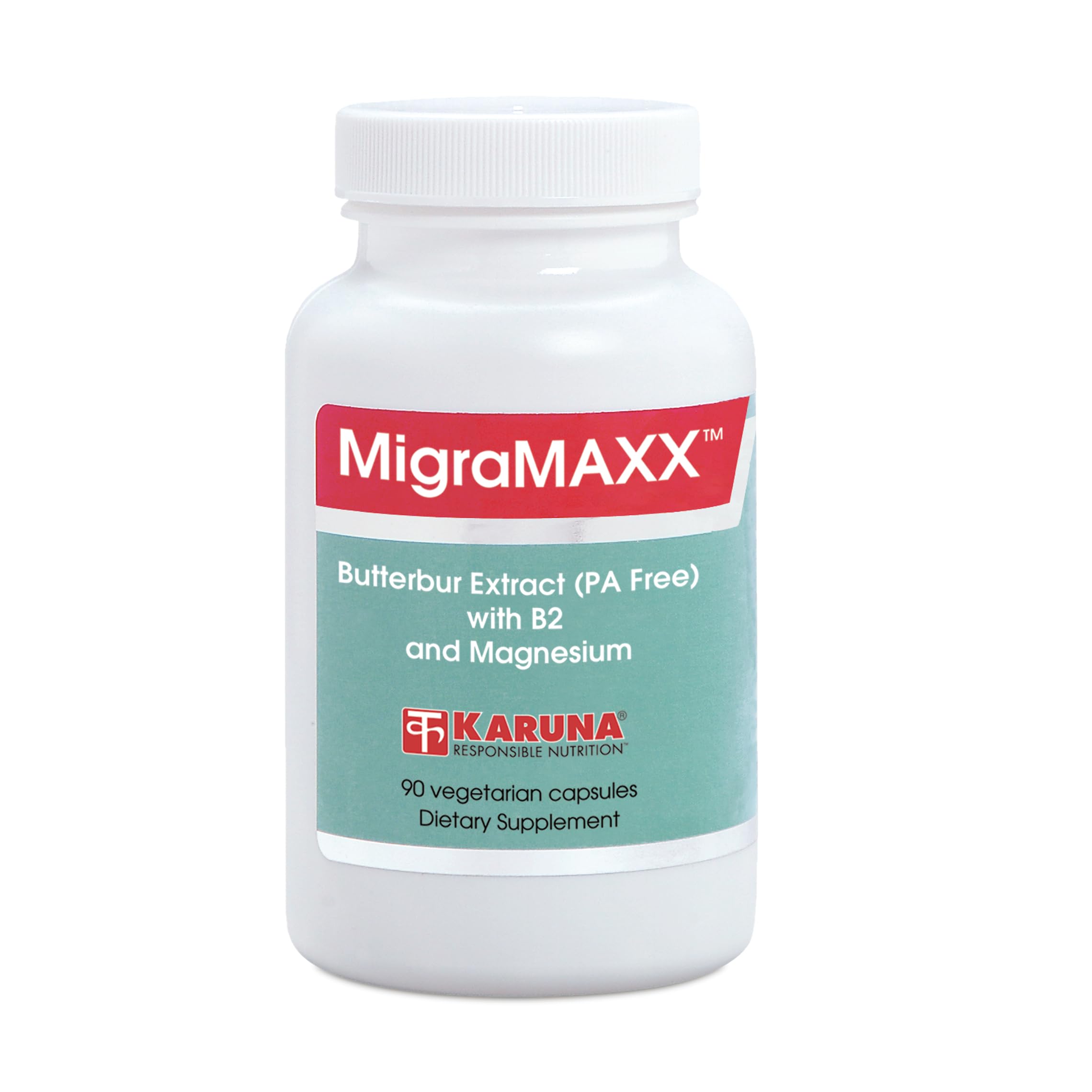 Karuna MigraMAXX 90 Vegetarian Capsules | 150mg Butterbur Root, Vitamin b2, Magnesium