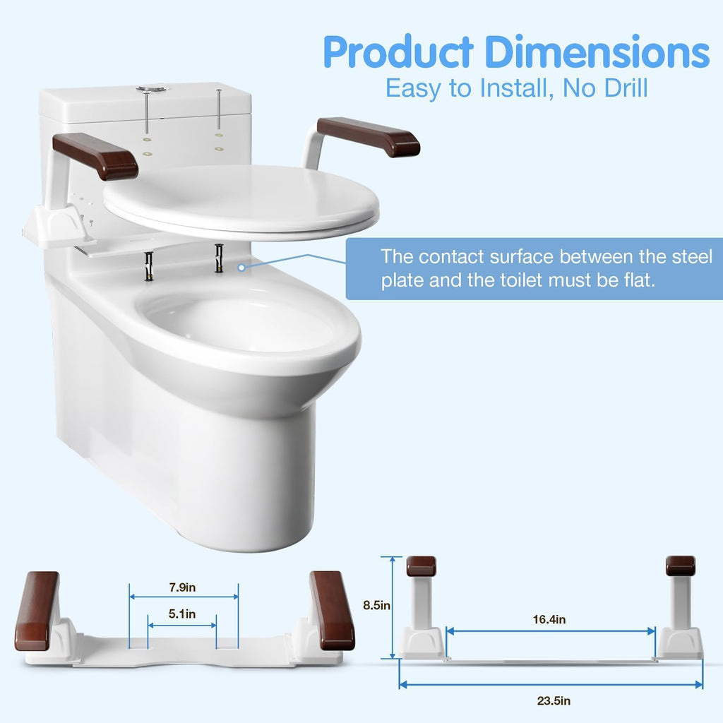Toilet Safety Rails for Seniors（520lbs), Adjustable Toilet Handle for The Elderly and Disabled, Handicap Toilet Safety Frame Grab Bars, Toilet Support Rails