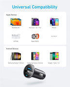 Anker 323 52.5W USB C Car Charger with 30W PowerIQ 3.0 Fast Charging