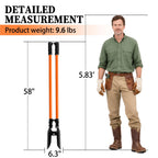 Nohovu Post Hole Digger, Heavy Duty with Fiberglass Handle, Carbon Steel Blades, 58 Inches, Orange & Black