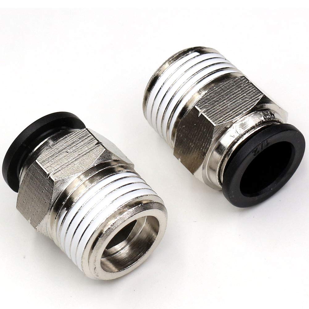 Push to Connect Fittings 1/2,CEKER 1/2 Inch Od Tube to 1/2" NPT Male Thread air line Quick Connect fittings For Air Ride Air Horn Air Compressor 5Pack