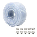 JUNZHIDA High Pressure Braided Clear Flexible PVC Tubing 1/2" ID,98ft