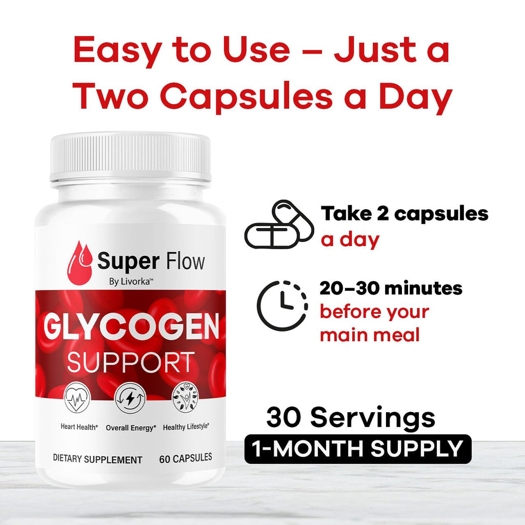Super Flow Glycogen Capsules - Official SuperFlow Advanced Glycogen Support Pills - Maximum Strength, Natural Formula Vitamins for Overall Health & Wellness Reviews, 60 Capsules for 1 Month