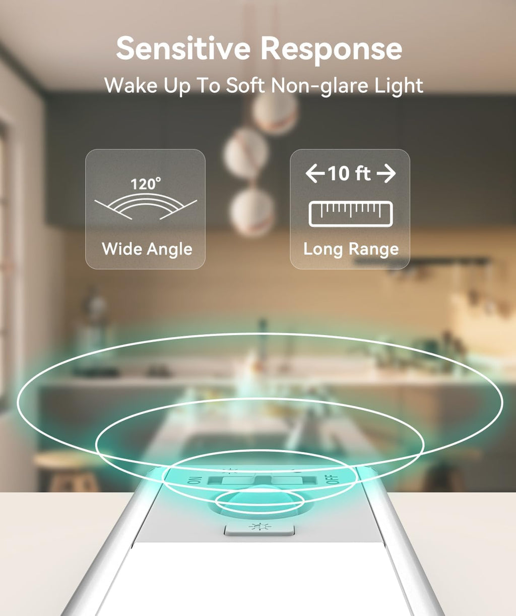 13inch Under Cabinet Lighting, 3200mAh Rechargeable Motion Sensor Light Indoor, LED Battery Operated Cabinet Lights, Dimmable Closet Light, Wireless Under Counter Lights for Kitchen (2pack)