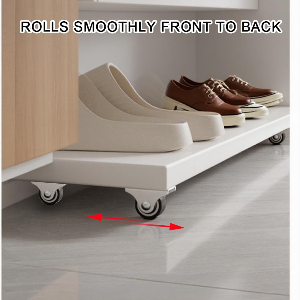 8Pcs 1-1/4 Inch Mini Rigid Caster Wheels, Small Low Profile Rubber Rolling Wheels with Steel Top Plate, Little Casters Wheels for Furniture, Under Bed Storage Drawers, Non Swivel