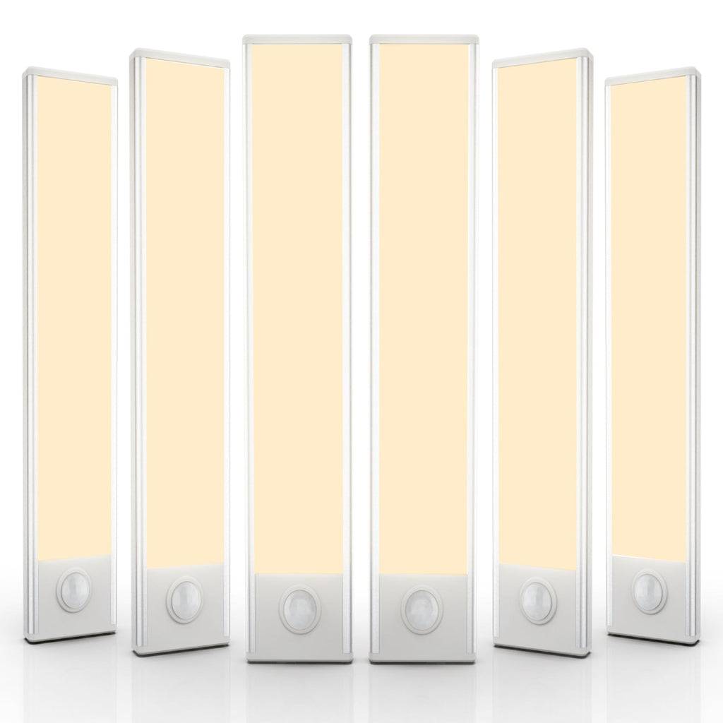 6 Pack Under Cabinet Lighting Wireless, 58 LED Rechargeable Battery Motion Sensor Light Indoor, Stick On Magnetic Closet Lights, Under Counter Lights for Kitchen, Stairs, Warm 14 in