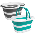 2 Pack Collapsible Mop Bucket, 16L(4.2 Gal) Plastic Bucket for House Cleaning, Car Washing, Silicone Cleaning Supplier Organizer, Portable Basket with Handle for Laundry Storage, RV Camping, Fishing