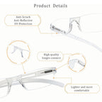 LifeArt Blue Light Blocking Reading Glasses, 2 or 4-Pack Men’s and Women’s Rectangular Frame, Anti-Reflective Lenses, +2.00Magnifaction