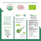 AloeCure USDA Organic Aloe Vera Juice Made Within 12 Hrs of Harvest - Pure Aloe Juice Natural Digestive Supplement to Support Digestion, Immune System and Balanced Stomach Acidity, 500ml Bottle