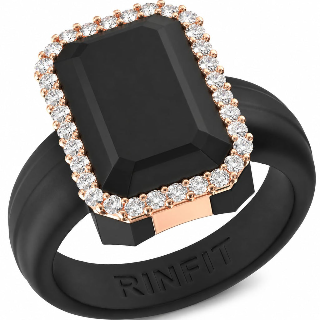 Rinfit Emerald Silicone Ring with CZ Stones for Women - Pack A, Size 7